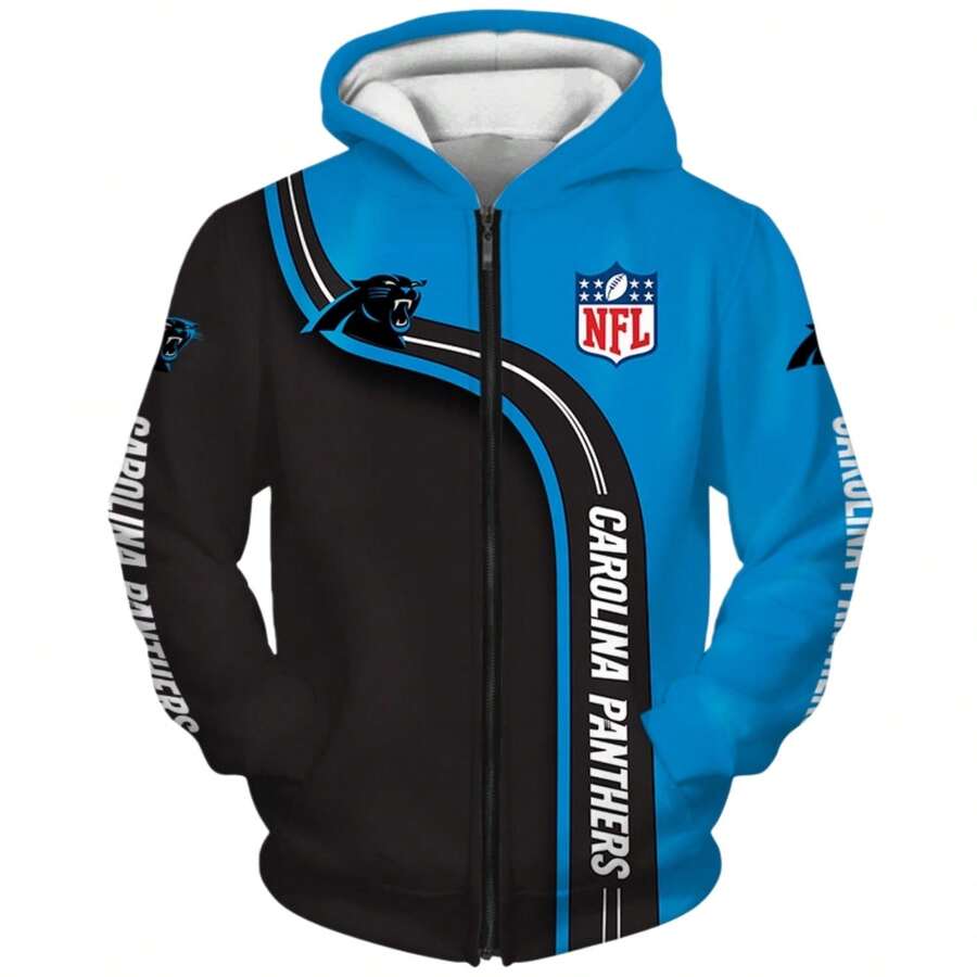 Carolina Panthers 3D Over Print Hoodie With  Option - Multicolor - View 1