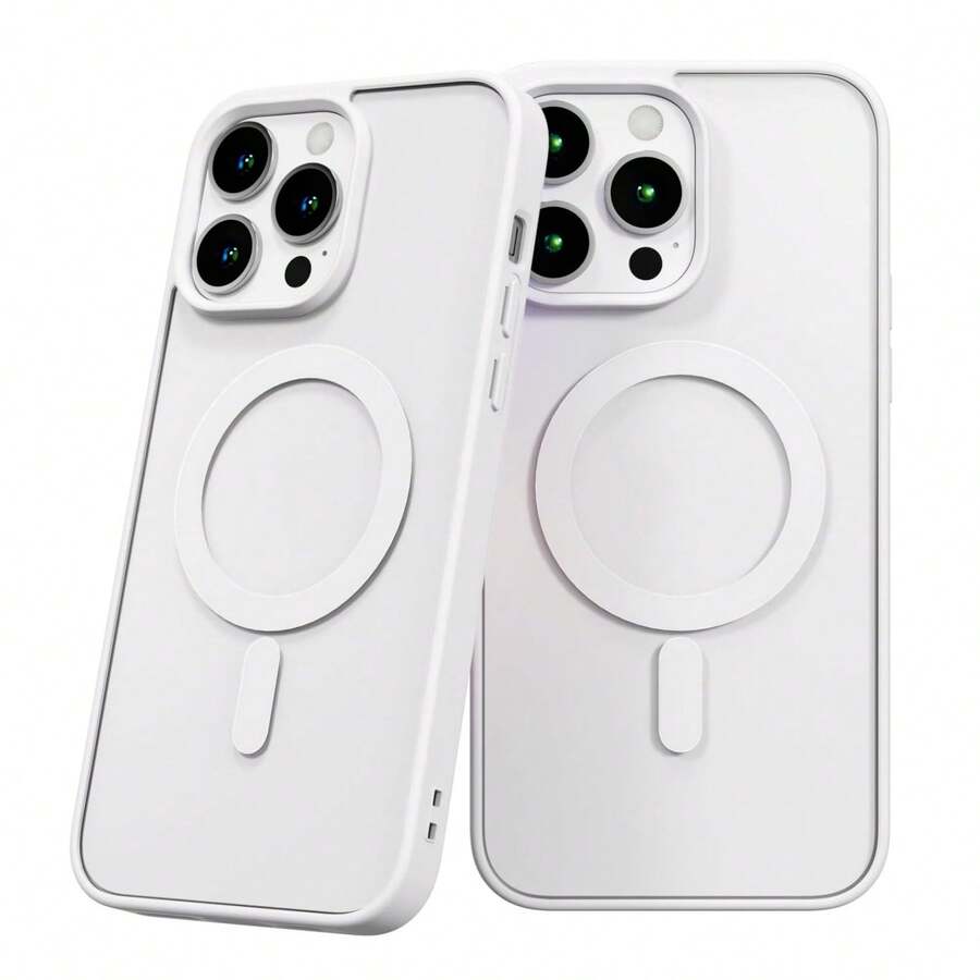 1pc Hadaasi Official Genuine White Magnetic Acrylic Hard Crystal Clear Anti-Yellowing Heat Dissipation Shockproof MagSafe Compatible Phone Case Compatible With Apple 17e/17Pro/17ProMax/Air/17/16Pro/16ProMax/16Plus/16/16E/SE4/15Pro/15ProMax/15Plus/15/14Pro/14ProMax/14Plus/14/13Pro/13ProMax/13/12Pro/12ProMax/12/11ProMax/11/11Pro