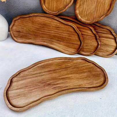 Rosewood Tray, Rainbow European Style Tea Tray, Kitchen Bread Tray, Fruit Snack Afternoon Tea, Solid Wood Tray, Asymmetrical Shaped Wooden Tray, Lightweight Wooden Dining Tray, Suitable For Breakfast, Coffee, Tea, Snacks, Plants, Room Decor, Kitchen Accessories, Christmas, Halloween, Thanksgiving Gift - Cheese Board And Tray