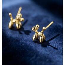 [Creative Balloon Dog Earrings] Fashionable Creative Balloon Dog Alloy Stud Earrings, Versatile Gifts For Friends - Vàng - Xem 3