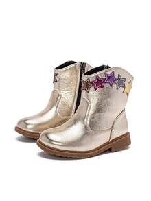 Autumn/Winter Embroidered Totem Boots, New Wear-Resistant Warm Comfortable Flat Western Style Versatile Baby Boots - Champagne - View 5