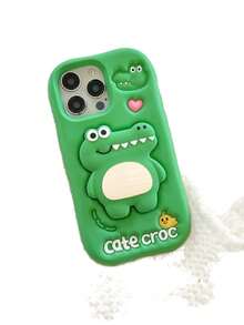 Cartoon 3D Stand Crocodile Phone Case Compatible With IPhone 17, 16, 15, 14, 13, 12, 11 - Green - View 5