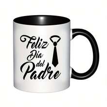 Feliz Dia Del Padre Mug - Spanish Father'S Day Gift For Dad, Grandpa, Husband - 11oz Ceramic Coffee Cup With Black Handle, White Mug For Birthdays, Christmas, Any Occasion - Durable & Stylish Design, Father'S Day Gift Mug| Elegant Mug Design| Durable Ceramic Mug, Coffee Mug - 黑色的- - 查看 3