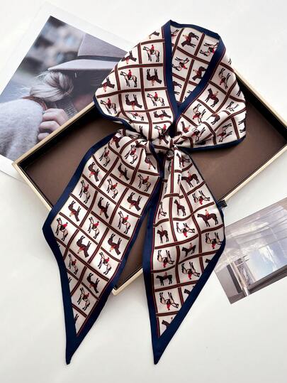 1件波西米亚风复古优雅多功能仿丝印花围巾/领巾/头巾，适合女性工作、旅行、约会、派对、拍照、节日礼物、配饰