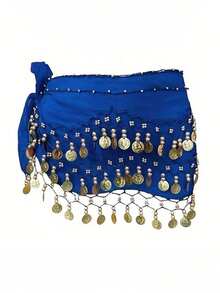 1件装女士肚皮舞硬币腰链，舞蹈表演腰带，练习服硬币臀巾 - 彩色 - 查看 11