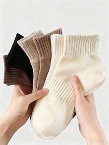 3/6 Pairs Unisex Casual Solid Color Short Socks, Comfortable Soft, Fashion Versatile, Suitable For Students, Casual And Sports Styles, Non-Slip
