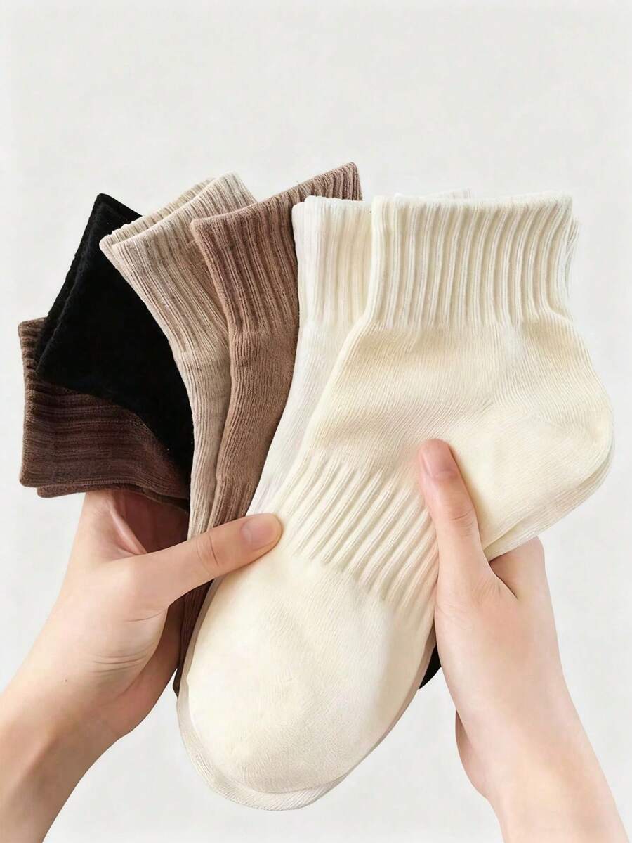 3/6 Pairs Unisex Casual Solid Color Short Socks, Comfortable Soft, Fashion Versatile, Suitable For Students, Casual And Sports Styles, Non-Slip