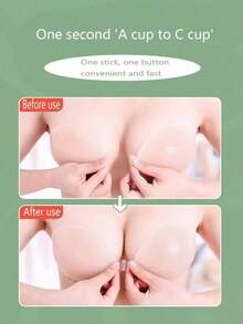 Silicone Adhesive Bra| Strapless Push Up Bra With Front Closure, Reusable Self Adhesive Wireless Lift, Women Wedding Daily Wear, With 2 Nipple Covers, Backless Seamless Comfortable, Hand Washable FRQN - 杏色 - 查看 5