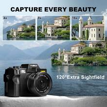 48MP 4K Video/Vlog Camera With WiFi, 60fps Auto Focus Travel Camera (Black) - Black - View 2