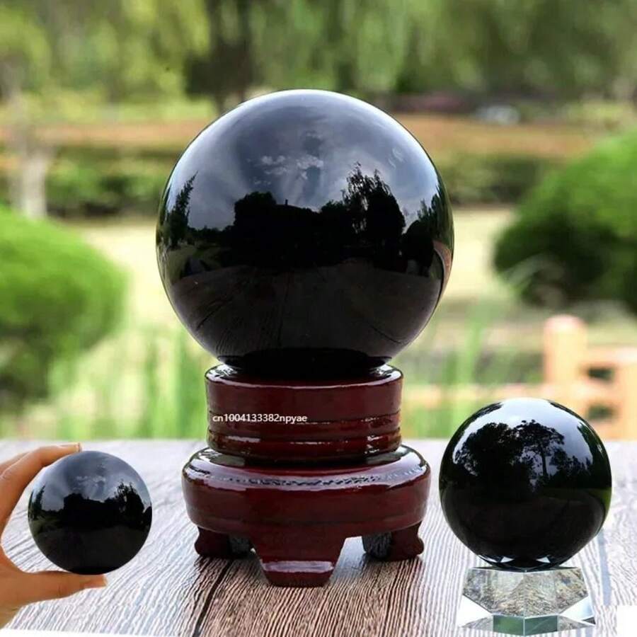Natural Black Obsidian Sphere Large Crystal Ball Healing Stone Gemstone 30/40/50mm Obsidian Crystal Decorative Glass Home Decor - Multicolor - View 1
