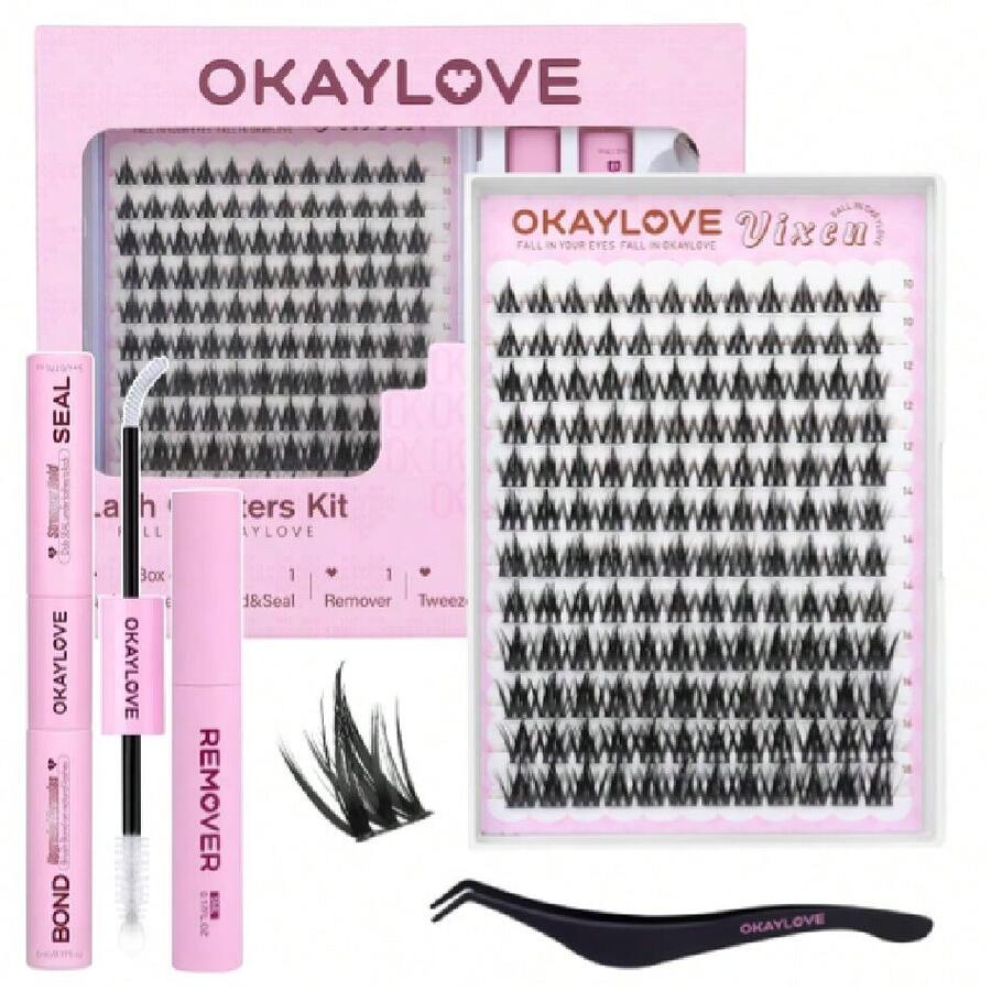 Anime Lashes Clusters Kit, Vixen 10-18 Manga Cluster Eyelash Extensions Kit, 120pcs CC Curl Fairy Wipsy Lash Clear Band Natural Eyelashes With Bond And Seal, Remover, Tweezers,38507533 - Wolf Calls - 查看 1