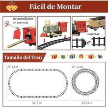 Juego de Tren de Juguete para Niños, Juego Clásico de Tren de Navidad, Juego de Tren Eléctrico con Luces y Música, 4 Coches y 8 Pistas, Regalo para Niños de 3+ Años, Decoración de Navidad (Verde) - Verde - Ver 3