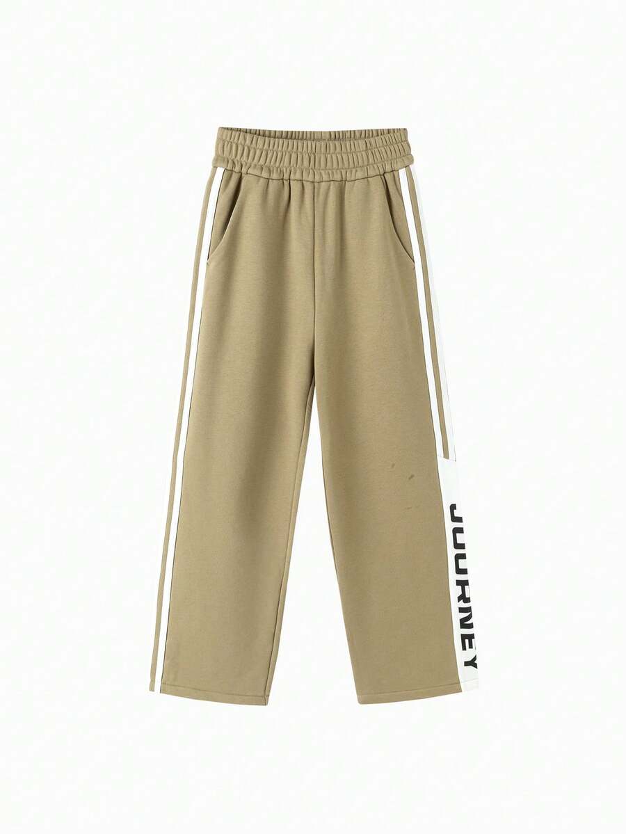 Balabala Boys' Straight-Leg Sweatpants, Casual Spring Pants 2026 - Dark Khaki - View 1