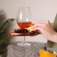 1/2pcs Wooden Cup Holder Plate, Rosewood Tray, Home Pizza Plate, Western Dining Plate, Snack Plate, Steak Plate, Pizza Baking Tray, Sushi Plate, Suitable For Halloween, Mother's Day, Kitchen Supplies, Home Decor Tray - Ginger - View 6