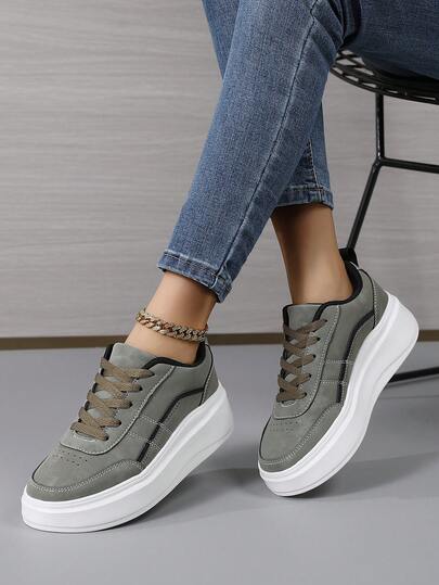 Zapatos planos de plataforma de moda casual para mujer, zapatos deportivos clásicos y con estilo para mujer, zapatos de patinaje con cordones, zapatos para correr, tenis personalizados para mujer de estilo casual y gruesos