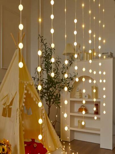 1pc Crystal Ball String Lights, LED Copper Wire Curtain Lights, Bubble Ball Fairy Lights, 3 Light Modes, Suitable For Indoor/Outdoor Decorations, Wedding Decorations, Party Decorations, Holiday Decorations, Valentine's Day Decorations, Birthday Decorations, Living Room Decorations, Women's Room Decorations, Bedroom Decorations
