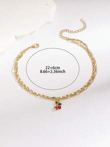 1 Piece Of Women's And Girls' Double-Layered Bamboo Chain Exquisite Small Cherry Round Droplet-Shaped Ankle Chain For Daily Wear And New Year Gift - Multicolor - View 9