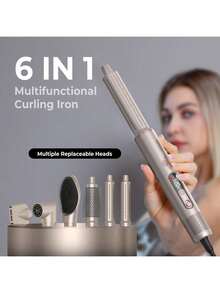UKLISS Multi-Function Hot Air Styler 6 In 1 Hair Dryer Brush Automatic Curling Straightening Volumizing Tool - Champagne - View 4
