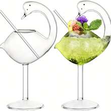Swan-Shaped Cocktail Glasses, Tall Glasses, Stemmed Beverage Glasses, Elegant Drinking Glasses, And Martini Glasses Are Suitable For Dinner Parties, Weddings, Bars, And Restaurants.(Straws Are Provided.) - White - View 5