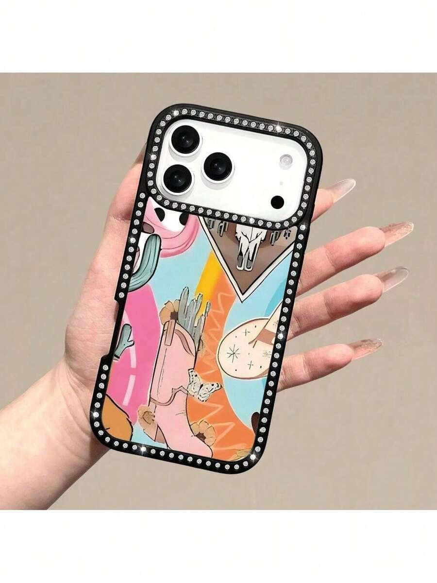 Cette coque de téléphone à double face, ornée de diamants, est compatible avec les modèles 17/17 Air/17 Pro/17 Pro Max/16/16 Plus/16 Pro/16 Pro Max, 15/15 Plus/15 Pro/15 Pro Max, et 13/12/11/8/7/XR/XS/XS Max. - Rose bonbon - Voir 1