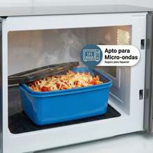 Kit Potes Plástico, Pote Retangular 1 Litro, Marmita Fitness, Pote Preto, Organização Cozinha, Vasilha Plástica, Conjunto De Potes, Marmiteira, Pote 1000ml, Pote FREE BPA - Vermelho - Visão 2