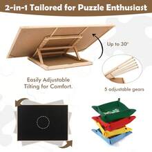 Wooden Multifunctional Rotating Puzzle Board For 1500-Piece Puzzles, 35-Inch Portable Puzzle Table With 4 Sorting Trays, Easy Storage, Suitable For Adults And Kids, Ideal Birthday, Christmas, Halloween & New Year Gift For Mom And Friends - 黃色 - 查看 3