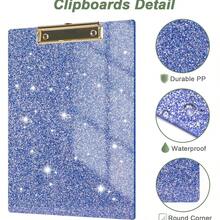 1pc Blue A4 Acrylic File Folder, Suitable For Men, Glitter File Folder With Clip, For Office Use, Blue - Navy Blue - View 6