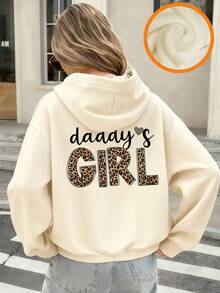 Tween Girl Graphic Print Thermal Lined Sweatshirt, Warm & Comfortable For Autumn/Winter - Apricot - View 3