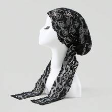 1pcs Turban Hat - 3D Flower & Rhinestone Decoration, Multi-Color Options, Wide Wrap Design Ideal For Parties/Daily Wear, Luxury Retro Style Women's Hat - 流蘇-粉紅 - 查看 9