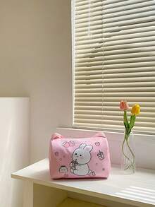 1pc Nylon Cute Rabbit Cartoon Shoulder Bag, Nylon Crossbody Bag For Teenagers - Pink - View 4