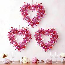 Valentine's Day Red Heart Flower Wreath Madder Heart Sequin Valentine's Day Decor Hanging Ornament, Wedding Venue Window Display - Multicolor - View 7