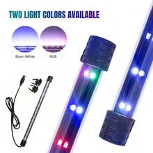 1pc Waterproof LED Aquarium Light Strip, Dual-Row RGB/Blue-White Light Options, Submersible Clip Design, Enhances Aquarium Decor, Suitable For Aquarium Lighting, Party Gifts