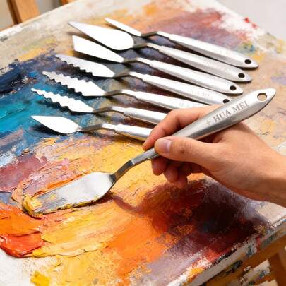 opeth 1 pieza Espátula de paleta de pintura de acero inoxidable, raspador para mezclar colores de pintura al óleo, herramienta para mezclar pintura acrílica, hecha de una sola pieza de acero inoxidable, resistente a la deformación con buena resiliencia