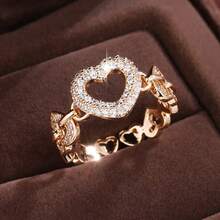 1pc Minimalist Luxury Heart Zirconia Stone Open Ring Jewelry Design - Ring - View 5