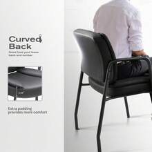 Office Guest Chair Reception Chair For Office Reception Lobby PU Leather Waiting Room Chair With Armrests Executive Office Chair Upholstered Set Of 2 - Black - View 3