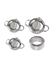 Stainless Steel Dumpling Maker Set, Includes Small, Medium And Large Dumpling Wrappers Molds, Kitchen Gadget For Easy Dumpling Making - Silver - View 2