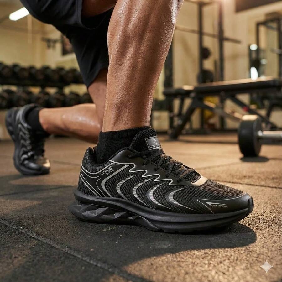 Men's Athletic Running Shoes For Gym, Sports, Running, Walking, Anti-Impact, Breathable, Soft, Ultra Lightweight - màu đen - Xem 1