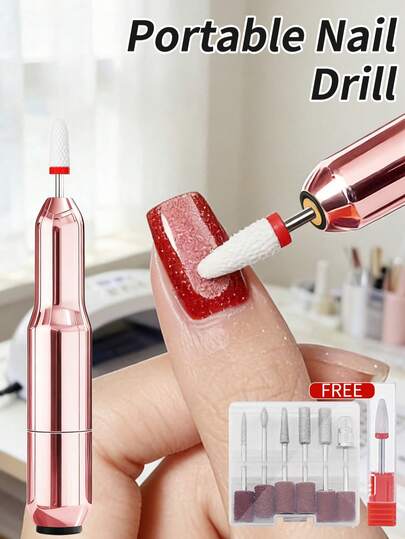 XEIJAYI 1个粉色电动便携式卸甲器，指甲油研磨器，小型迷你指甲油研磨器，带笔试功能的指甲油研磨器