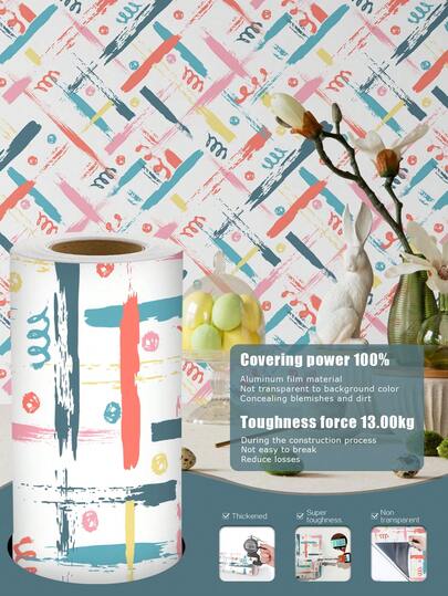 1 Roll 1m/3m/5m Vintage White/Pink/Blue Graffiti Textured Art Style Wallpaper, Suitable For Home Renovation, Room Decor, Cabinet Refurbishing, Bathroom Decor, Waterproof, Stain-Resistant, Flexible Vinyl Self-Adhesive Wallpaper