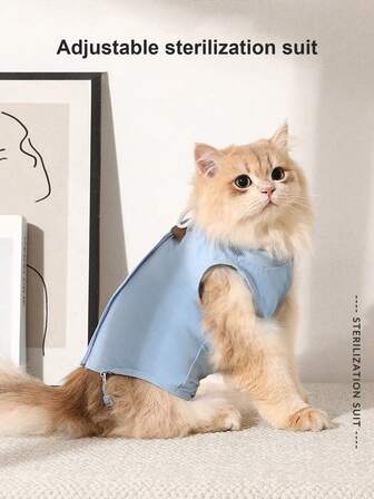 Traje ajustable para esterilización/castración de mascotas, ropa de recuperación para mascotas, mono sin mangas, suave y cómodo, anti-lamido de heridas, fácil de poner y quitar, traje de esterilización/castración para perros, ropa para mascotas, ropa de recuperación para gatos, suministros para gatos, ropa para gatos