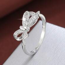 1pc Elegant Bow-Knot Shaped Cubic Zirconia Embellished Fashion Ring, Casual Gift Design For Women - Multicolor - View 15