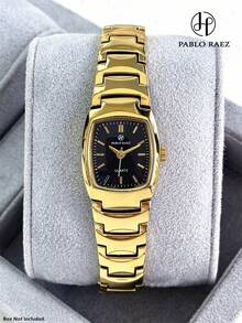 Pablo Raez 1件18K金女士手表，女式珠宝腕表，奢华不锈钢原装迷人正装表，金属钢质厚重表链，金色/银色不褪色，优雅全新复古酒桶形石英表，时尚白色表盘，高品质 - 均碼 - 查看 13