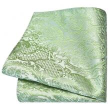 GUSLESON 8cm Paisley Tie Set For Men Necktie Lapel Pin Pocket Square Cufflinks Set For Men,SageGreen - SageGreen - View 4