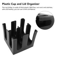 Square 4 Grids Disposable Coffee Cup Dispenser Organizer Plastic Cup and Lid Organizer for Restaurant Offices Coffee Shops Lounges - Negro - Ver 6