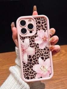 Cute Pink Lily Flower & Leopard Print Matte Anti-Drop Phone Case Compatible With IPhone 11, 12, 13, 14, 15, 16, 13 Pro Max, 16 Plus, XR, 7, 8 Plus, 17 Pro Max, AIR - Kiểu 9 (1 chiếc) - Xem 5