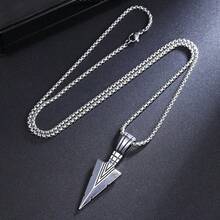 新款合金三角吊坠项链，复古不锈钢卫衣链，男士时尚单品 - 彩色 - 查看 5