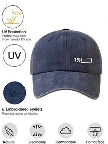 1顶男女通用水洗复古棒球帽，也可作卡车帽、老爹帽，休闲百搭，适合日常、户外运动、旅行和度假。