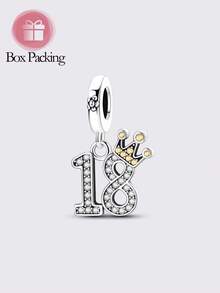 1 件原创设计银色珠子，为您的手链增添高级质感。这款优质银饰套装镶嵌璀璨夺目的立方氧化锆，轻松捕捉光线，打造出充满奇思妙想的南瓜马车和简洁的三角形图案。 - 銀色 - 查看 15