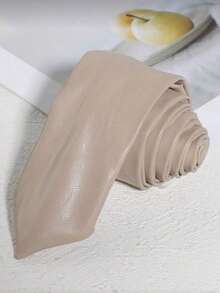 1pc Men's Fashion Casual Solid Color 2 Inch Narrow Handmade PU Necktie, Suitable For Daily Work, Outing, Business, School, Party Matching