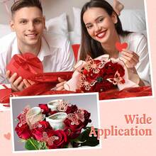 1 Set Flower Wrapping Paper Kit, Includes 3D Butterfly, Rose Gold Flower Bouquet Pins, Gift Wrapping Paper, Suitable For Wedding, Birthday Party, Valentine's Day, Anniversary, Events - Multicolor - View 3